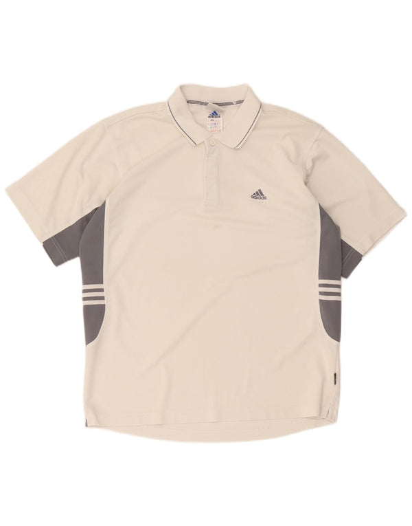 Adidas Climalite poloshirt til mænd, UK 40/42 Medium White Colourblock