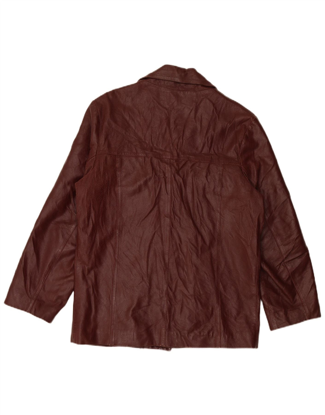 VINTAGE Herre 4-knaps læderblazerjakke IT 50 Large Burgundy Læder