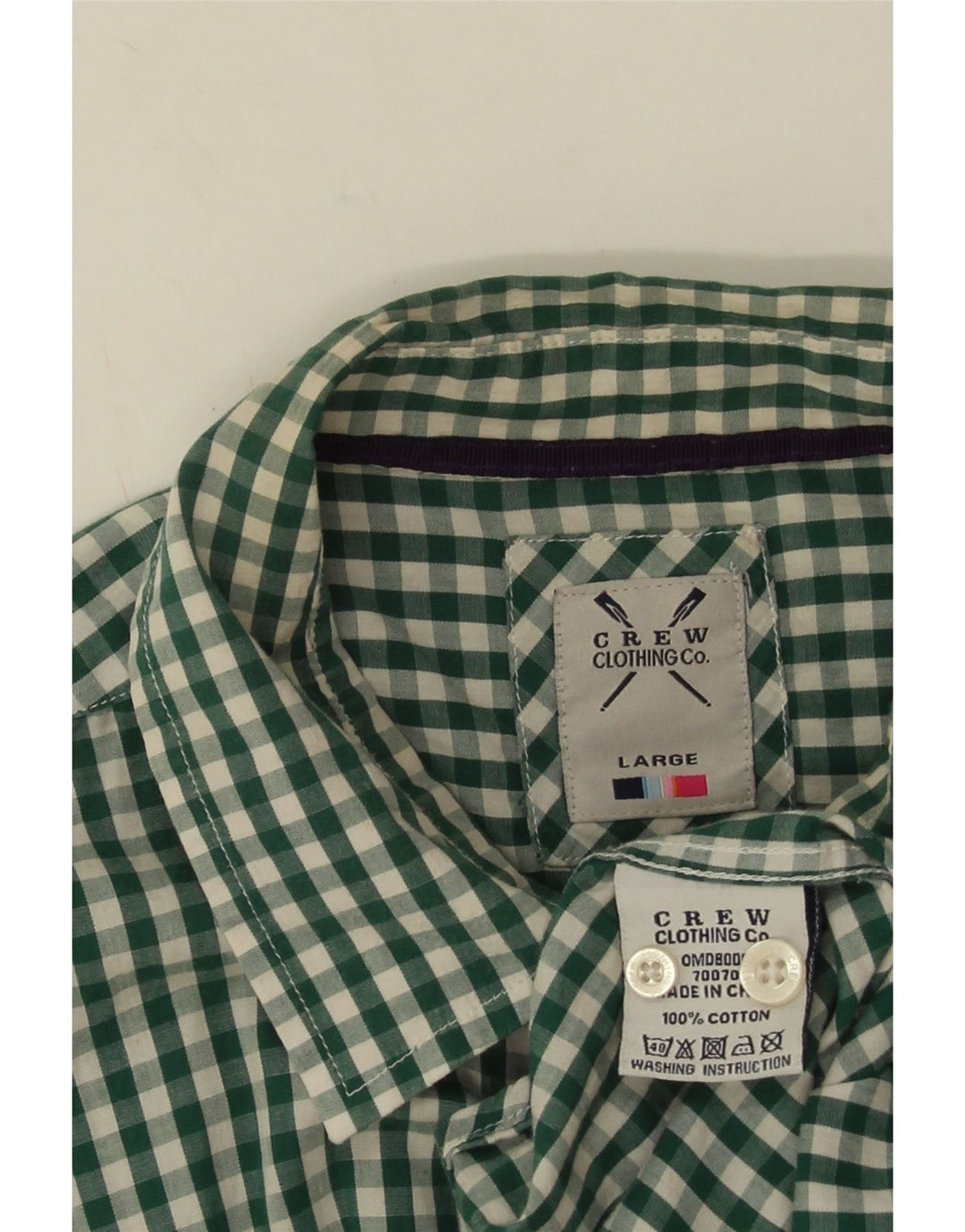 Crew Clothing Herreskjorte Stor Grøn Gingham Bomuld