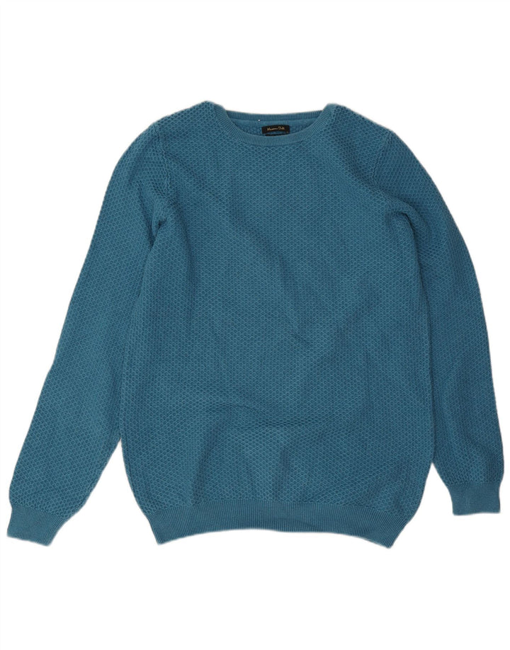MASSIMO DUTTI Herre sweater med rund hals, stor blå bomuld