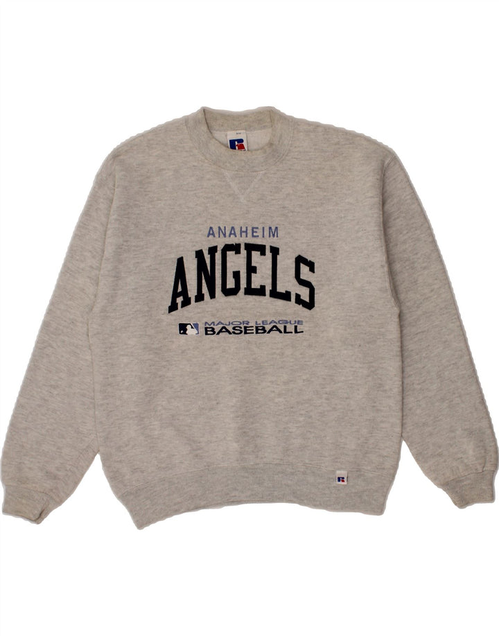 RUSSELL ATHLETIC Boys Graphic Sweatshirt Jumper 14-15 Years Large Grey Vintage Russell Athletic and Second-Hand Russell Athletic from Messina Hembry 