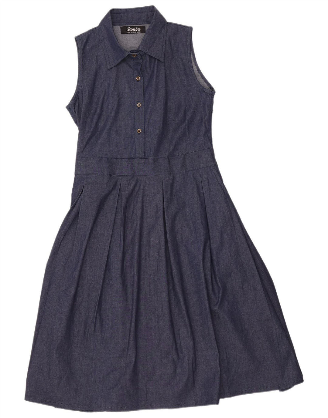 VINTAGE Dame ærmeløs denimkjole UK 12 Medium Navy Blue