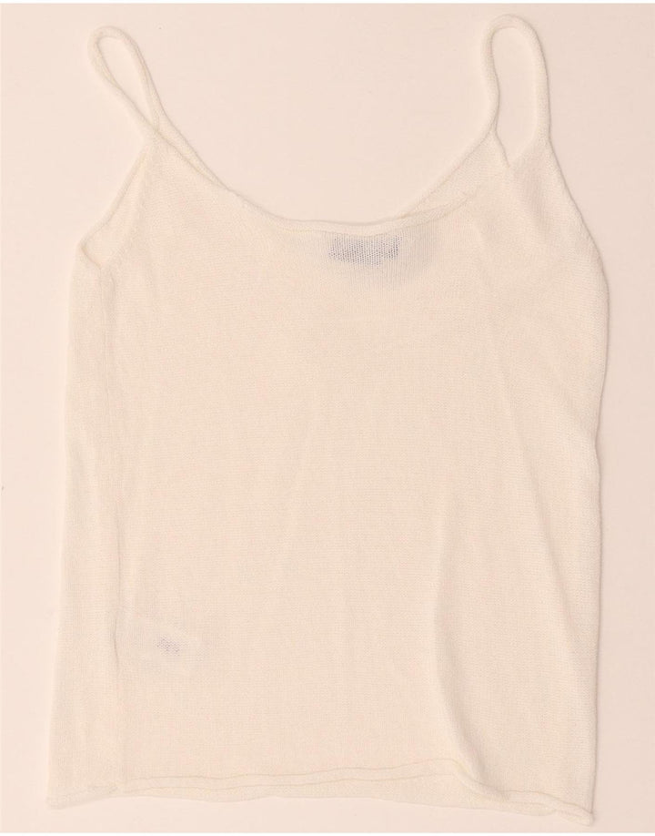 Zara Womens Crop Knit Cami Top UK 8 Small White Viscose