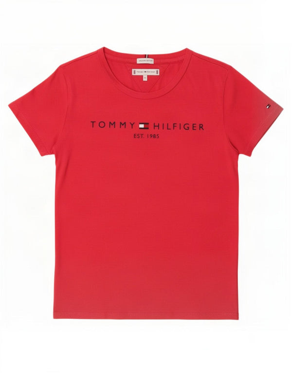 Tommy Hilfiger piger grafisk t-shirt top 11-12 år rød bomuld