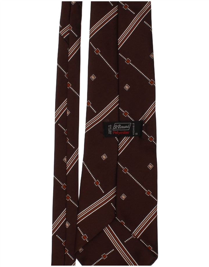 ST. BERNARD Mens Graphic Tie One Size Brown Striped Polyester Classic