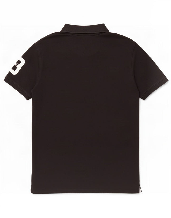 Vintage herre grafisk poloshirt stor sort bomuld