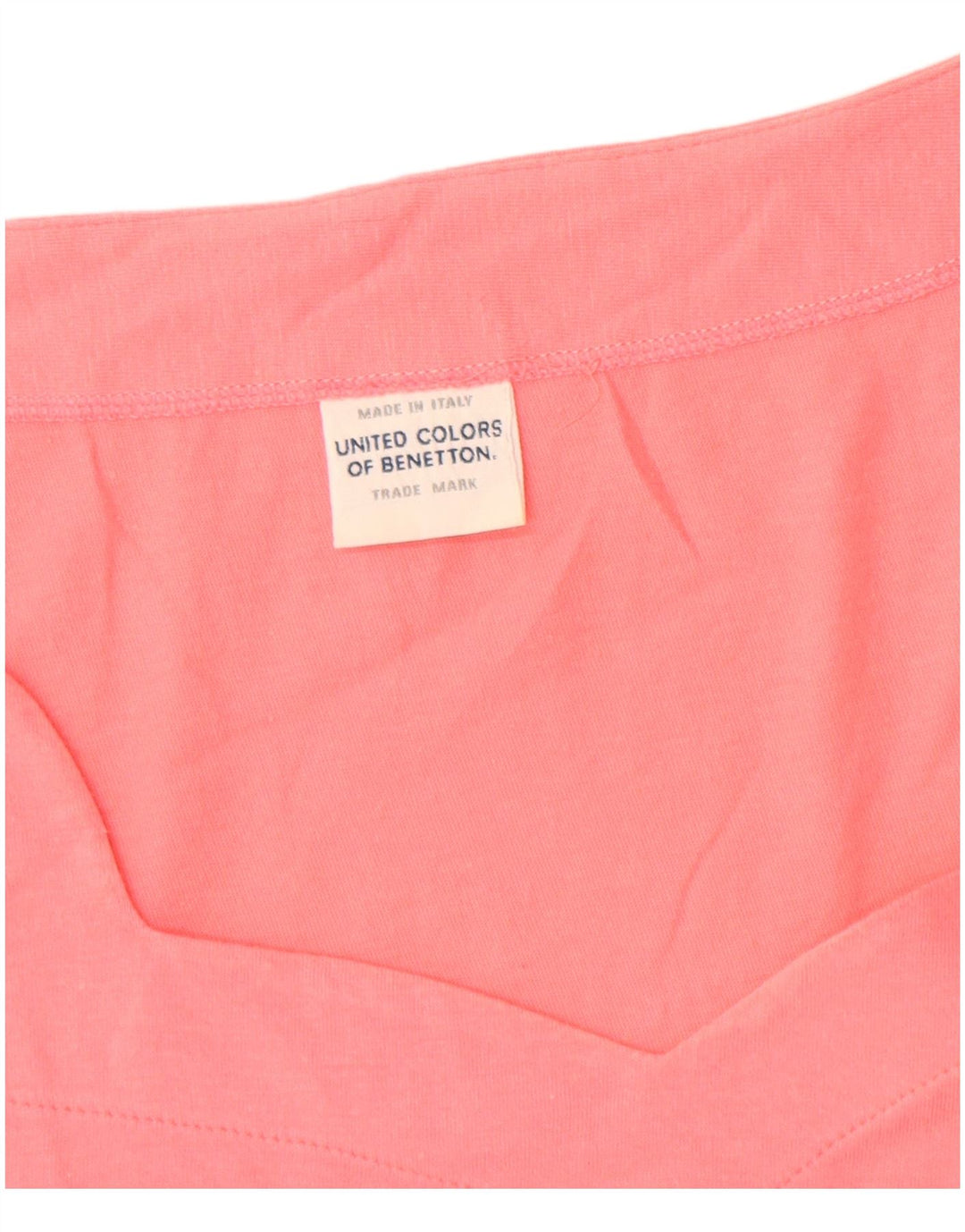 Benetton Dame T-Shirt Top UK 14 Medium Pink Bomuld