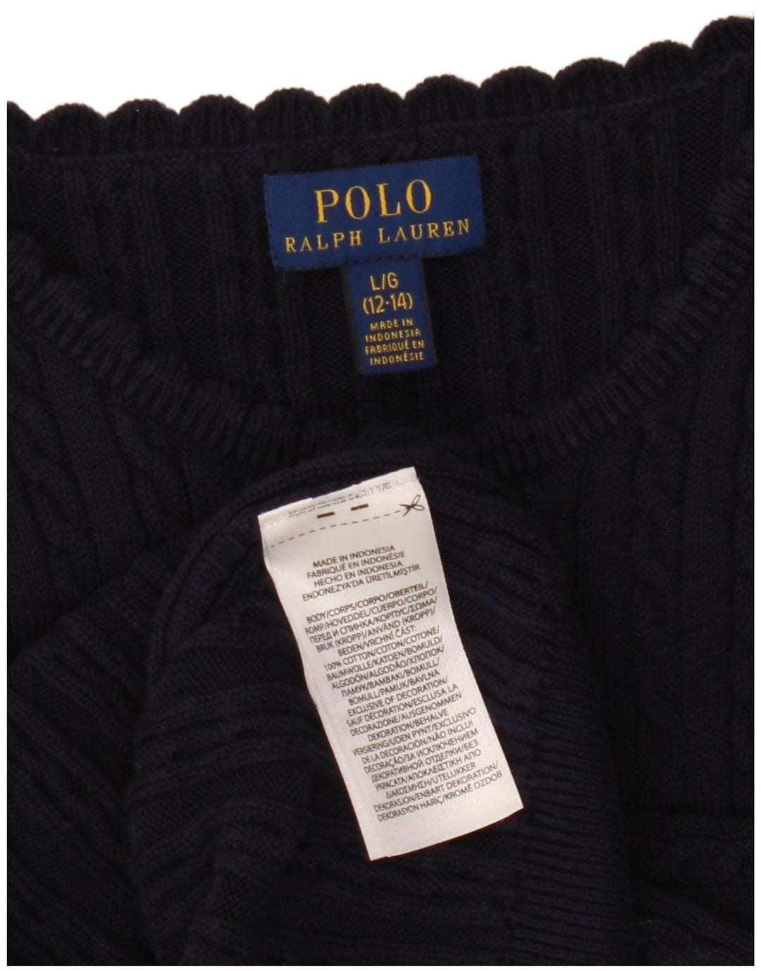 POLO RALPH LAUREN Pige Cardigan Sweater 12-13 År Stor Marineblå
