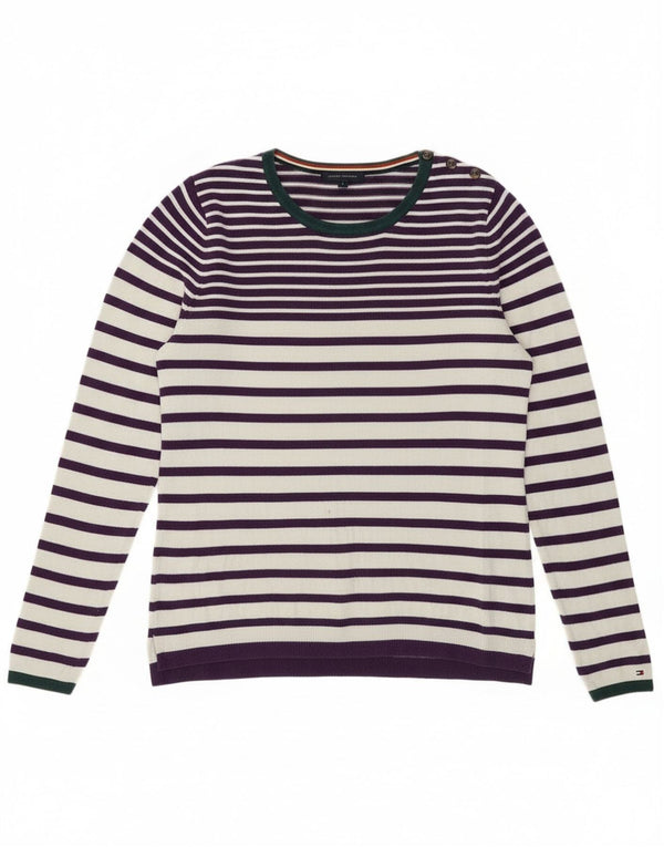 Tommy Hilfiger Dame Crew Neck Jumper Sweater UK 10 Small Purple Nautical