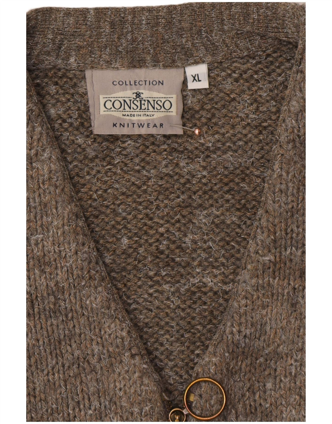 CONSENSO Herre ærmeløs cardigan sweater XL Brun Geometrisk