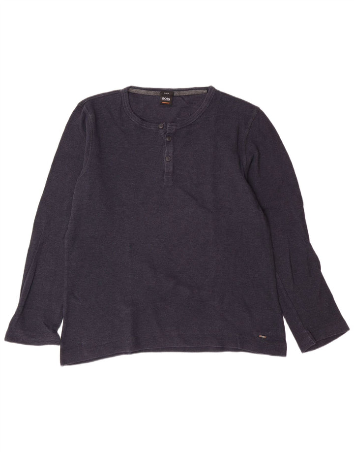 HUGO BOSS Herre Slim Fit Top Langærmet 2XL Marineblå Bomuld