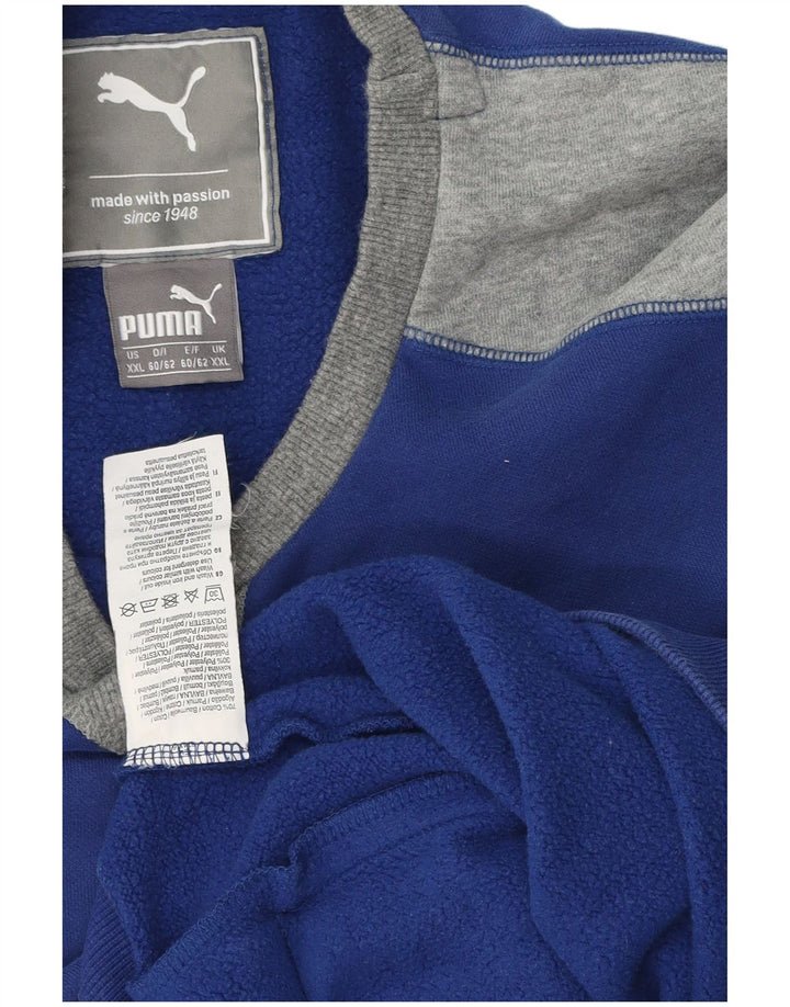 Puma Herre Grafisk Sweatshirt Jumper 2XL Blå Colourblock Bomuld