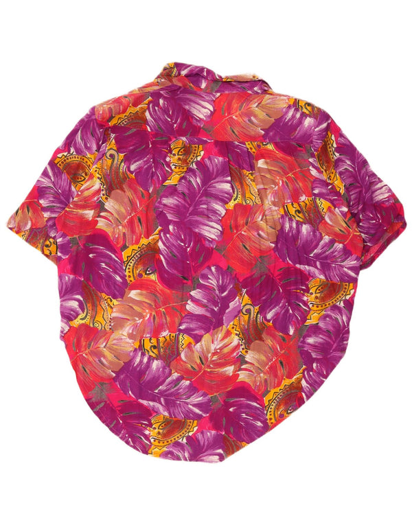 Vintage kortærmet skjorte til kvinder UK 18 XL flerfarvet blomster