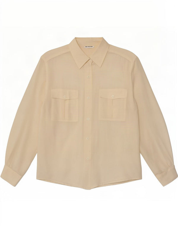Vintage Womens Shirt Blouse UK 12 Medium Off White Silk