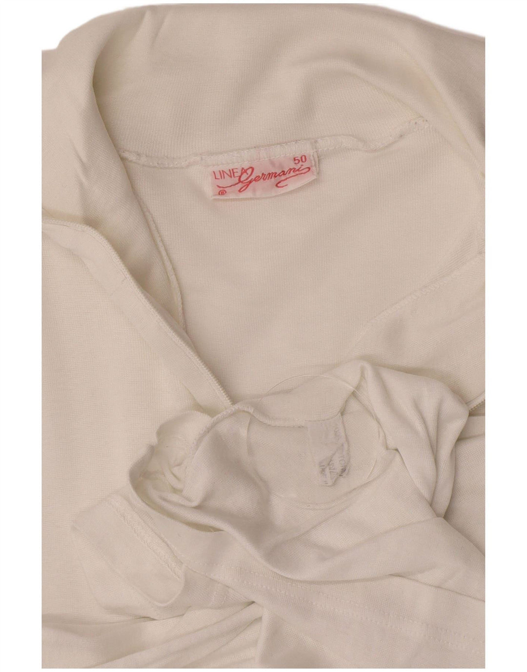 Vintage dame lynlås hals top langærmet UK 12 medium hvid bomuld