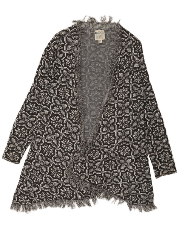 Billabong Womens Open Cardigan Sweater UK 10 Small Black Floral Acryl