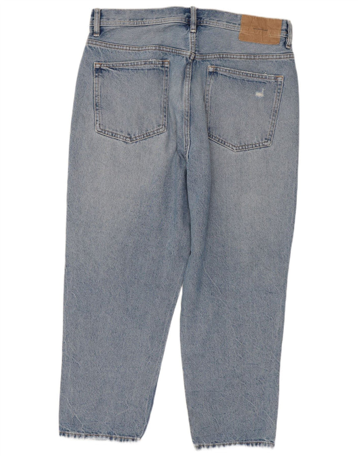 ZARA Herre Distressed Cropped Jeans EU 42 Large W32 L23 Blue Cotton