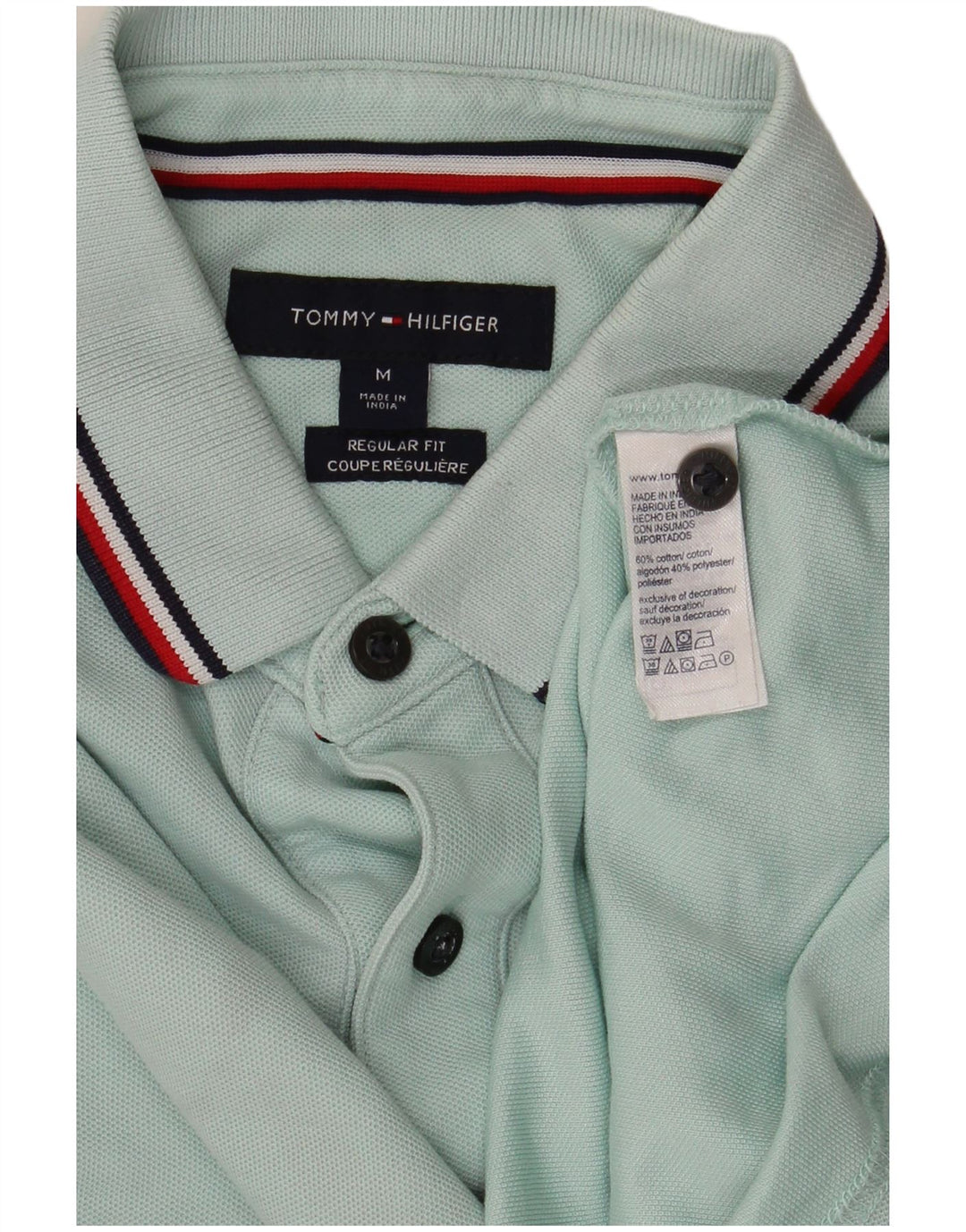 Tommy Hilfiger Herre Regular Fit Polo Shirt Medium Turkis Bomuld