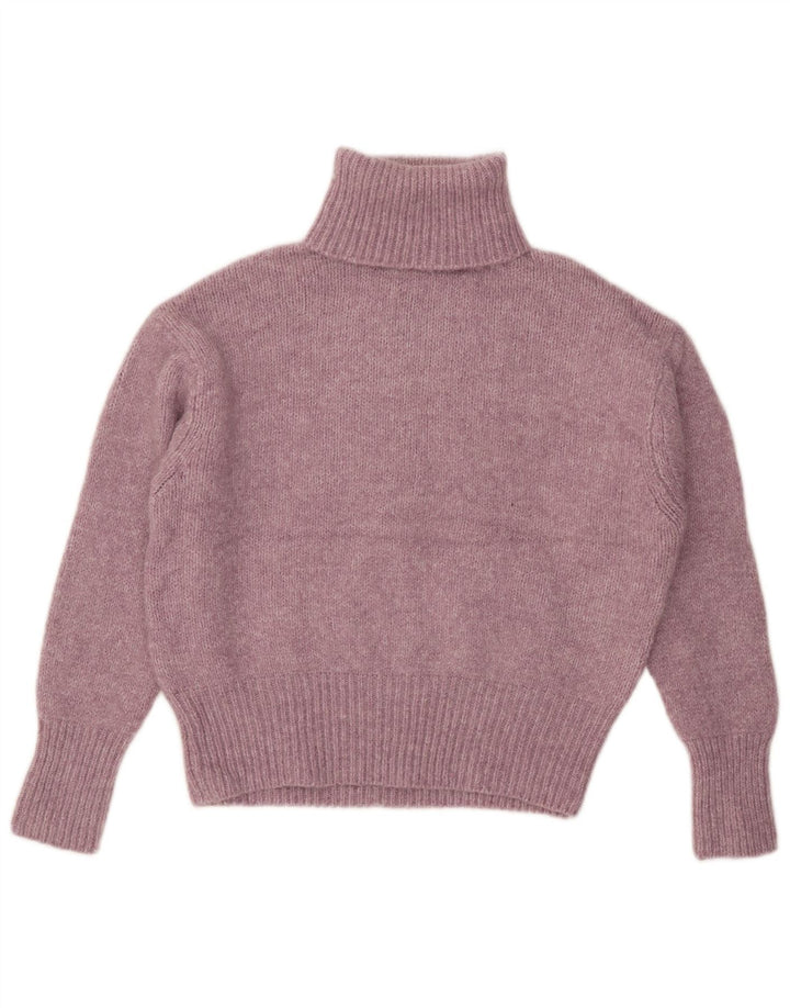 Zara Dame Oversized Roll Neck Jumper Sweater UK 10 Small Pink Flecked