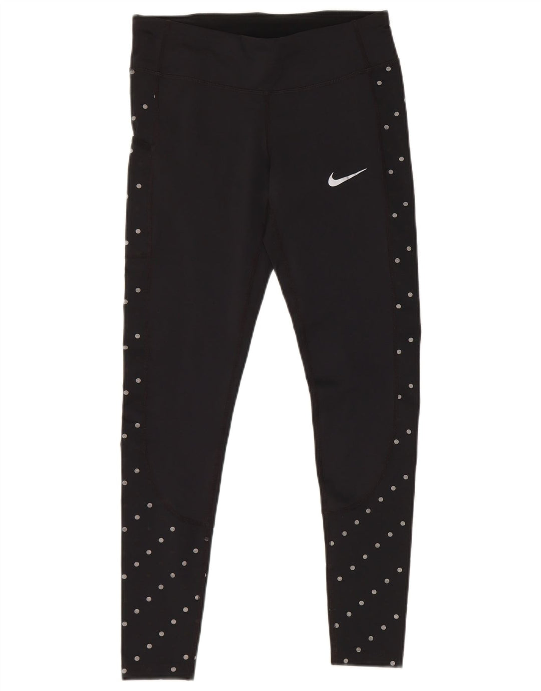 Nike Dame Dri Fit Leggings UK 10 Small Black Polka Dot Polyester