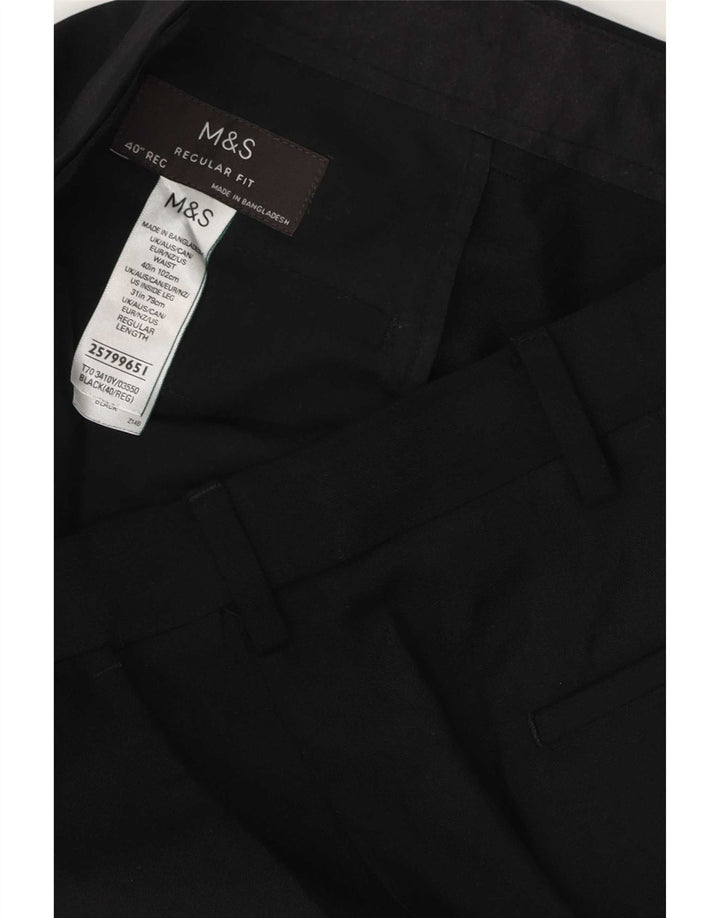 Marks & Spencer Herre Regular Fit Casual Bukser W40 L31 Sort Polyester