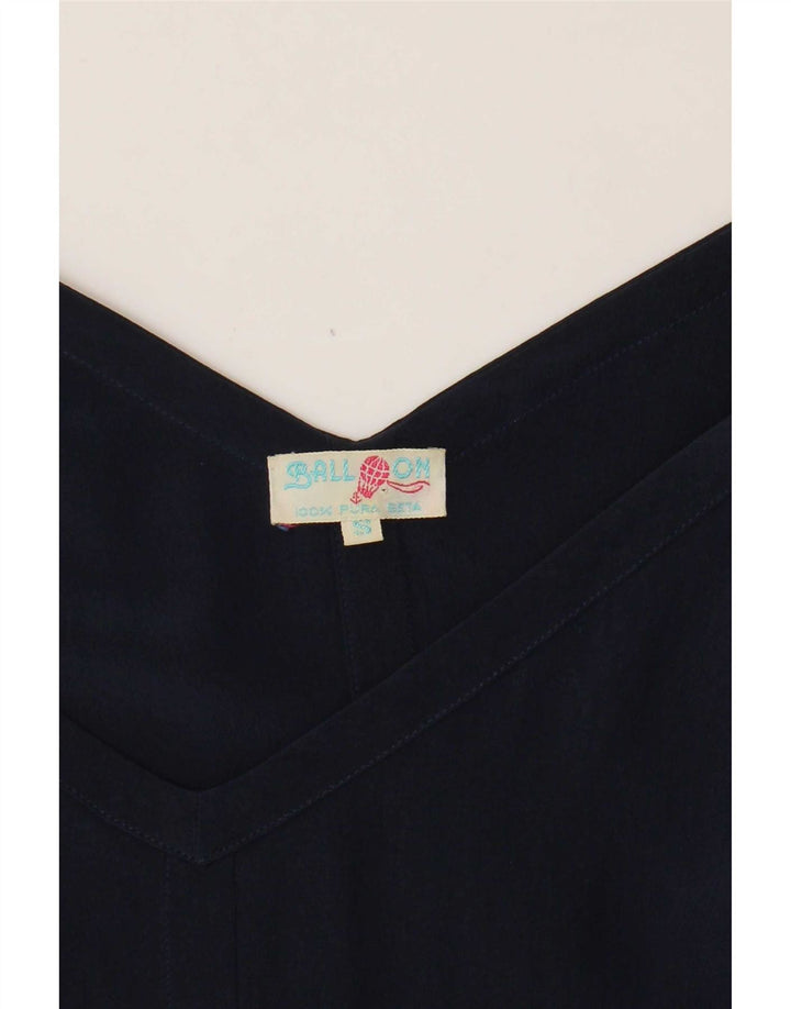 Ball On Dame Vest Top UK 10 Small Navy Blue Silk
