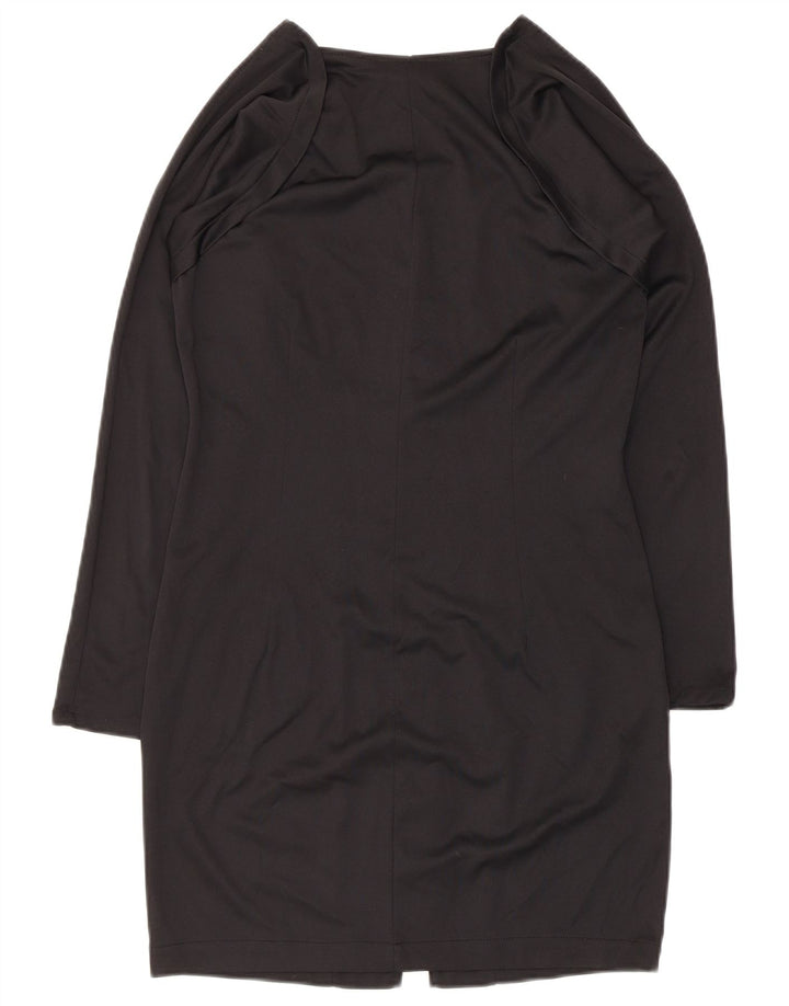 Vintage Dame Langærmet Skede Kjole UK 14 Stor Sort Polyester