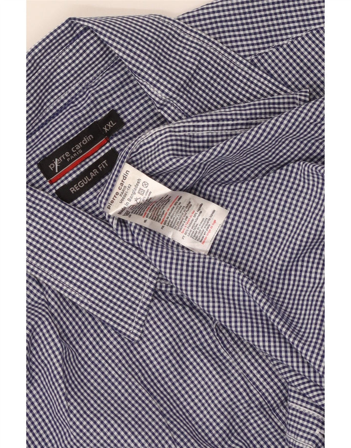PIERRE CARDIN Herre Regular Fit skjorte 2XL Blå Gingham Polyester