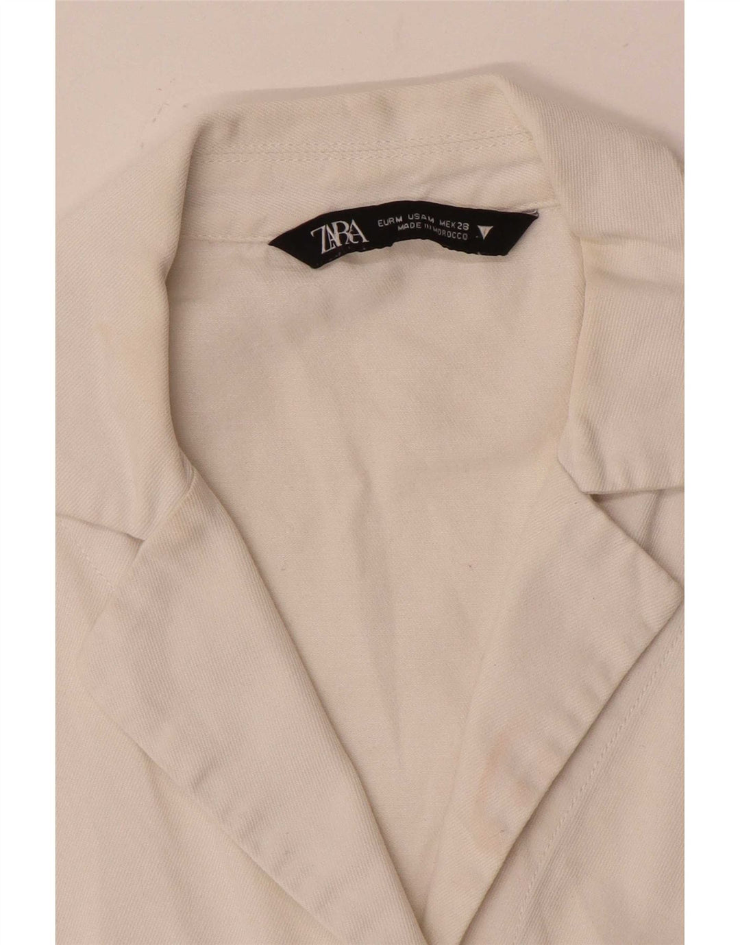 Zara Kvinders Oversized Crop Kortærmet Skjortebluse UK 14 Medium White