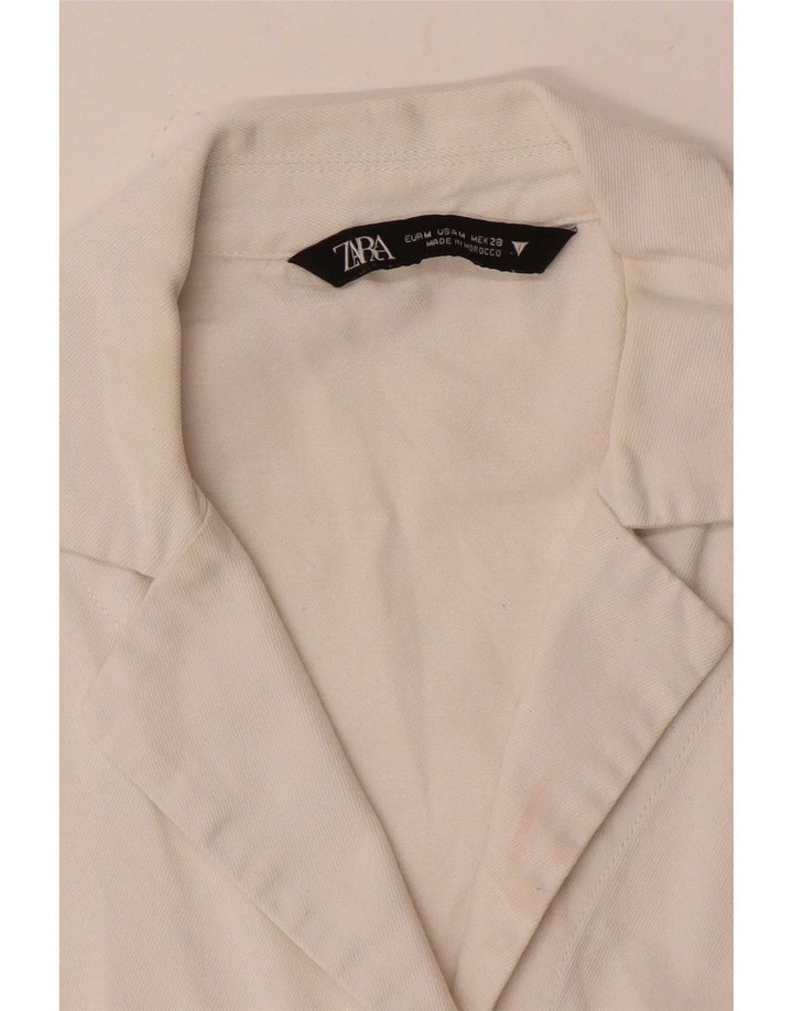 Zara Kvinders Oversized Crop Kortærmet Skjortebluse UK 14 Medium White