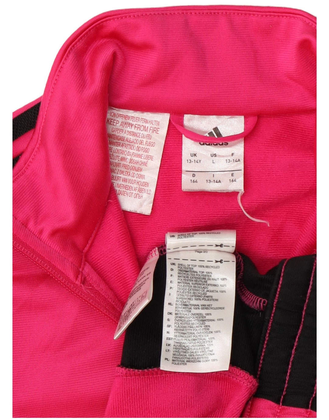 Adidas piger træningsdragt topjakke 13-14 år Pink Colourblock Polyester