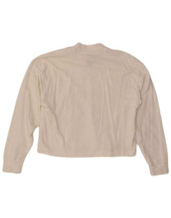 Adidas Womens Crop Oversized grafisk top Langærmet UK 4/6 XS Hvid
