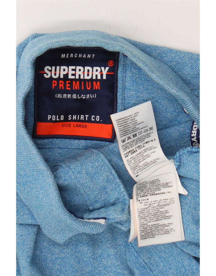 Superdry grafisk poloshirt til mænd, stor blåflettet bomuld