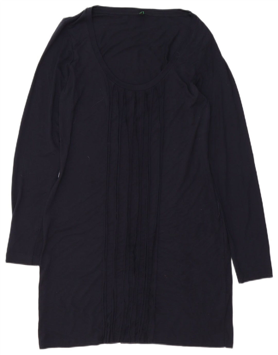 BENETTON Dame Langærmet Shift Dress UK 14 Medium Navy Blue