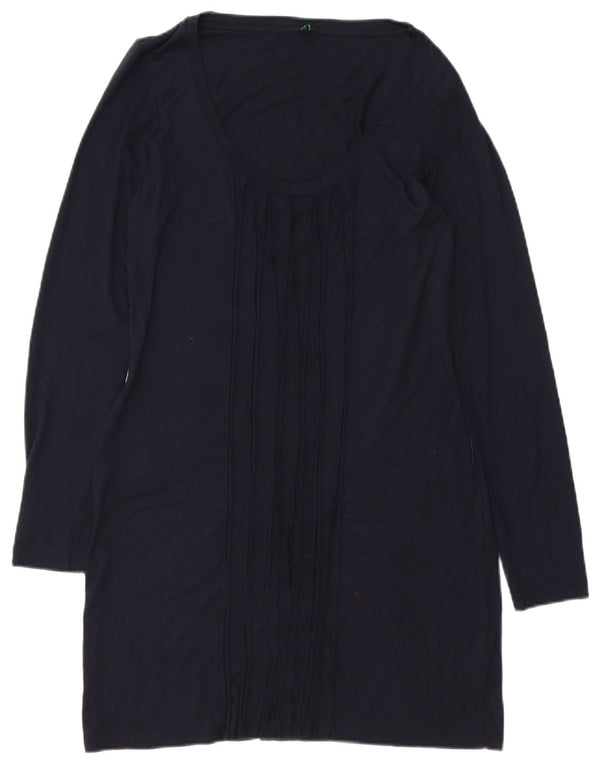 BENETTON Dame Langærmet Shift Dress UK 14 Medium Navy Blue