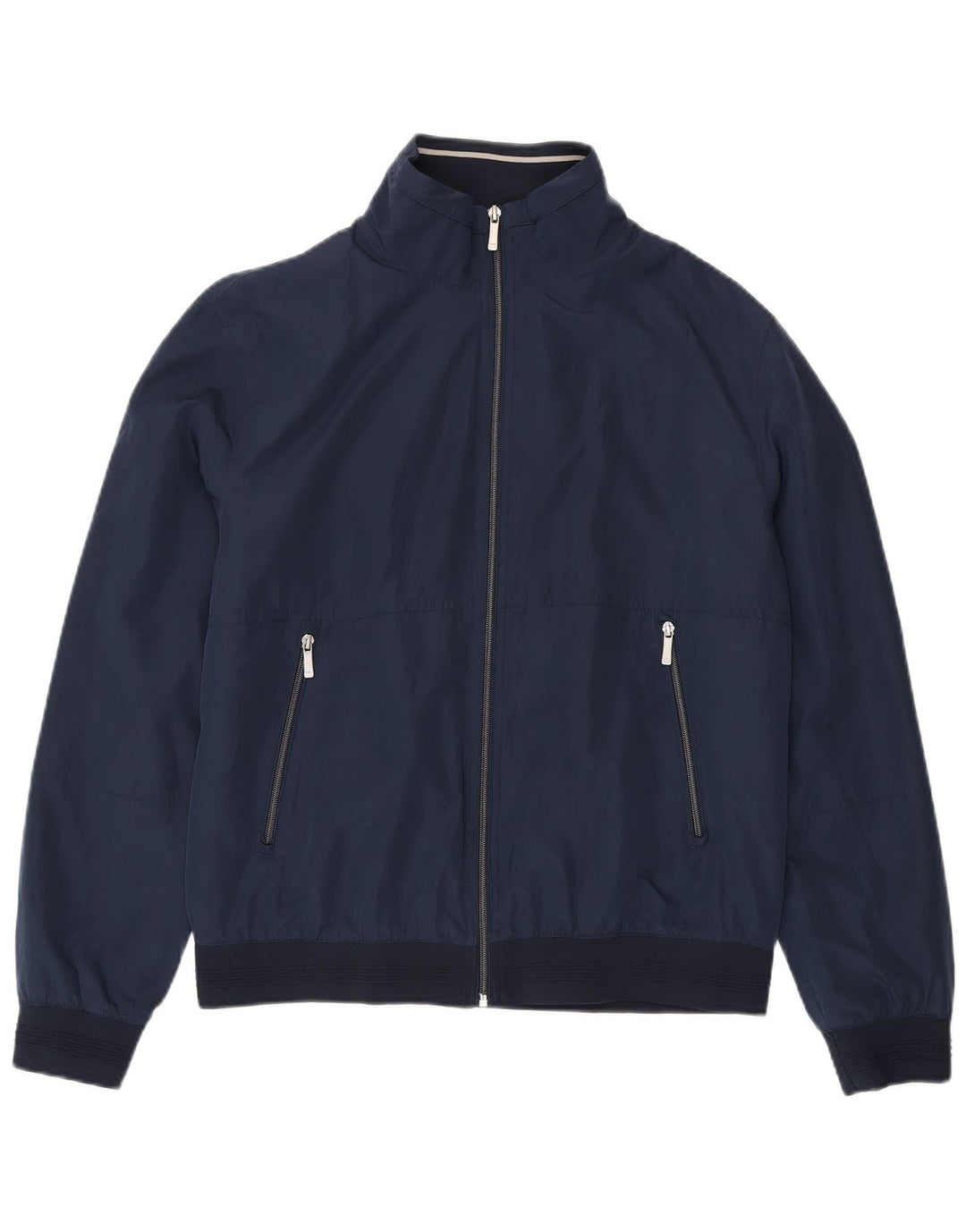 Zara Herre Bomber Jacket UK 42 XL Navy Blue Polyester