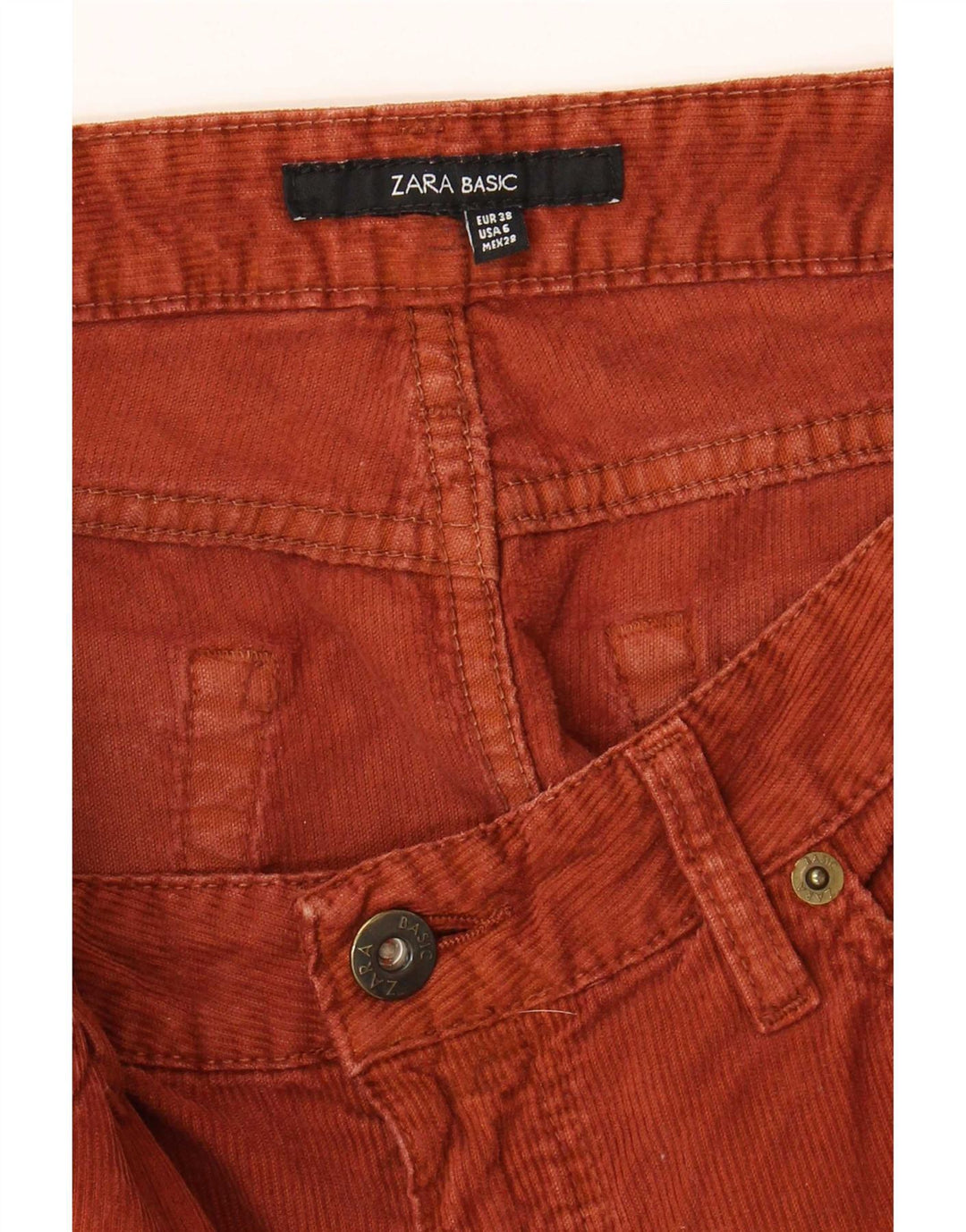 Zara Womens Corduroy-nederdel EU 38 Small W28 Brown