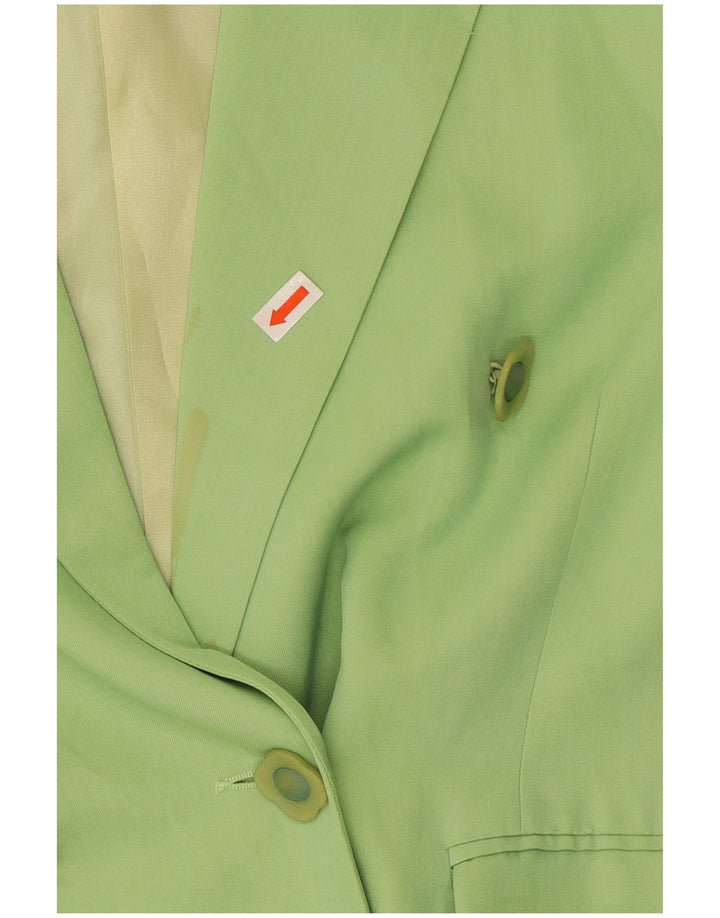 SUPERIOR Dame Dobbeltradet Blazer Jakke IT 44 Medium Grøn Silke
