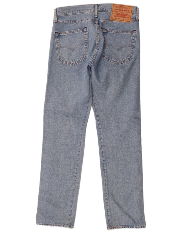 Levi's Womens 501 Graphic Straight Jeans W30 L32 Blue Colourblock Cotton