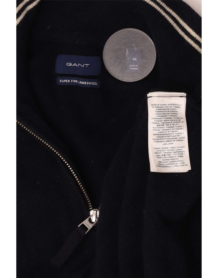 Gant Herre Zip Neck Jumper Sweater Medium Navy Blue Uld