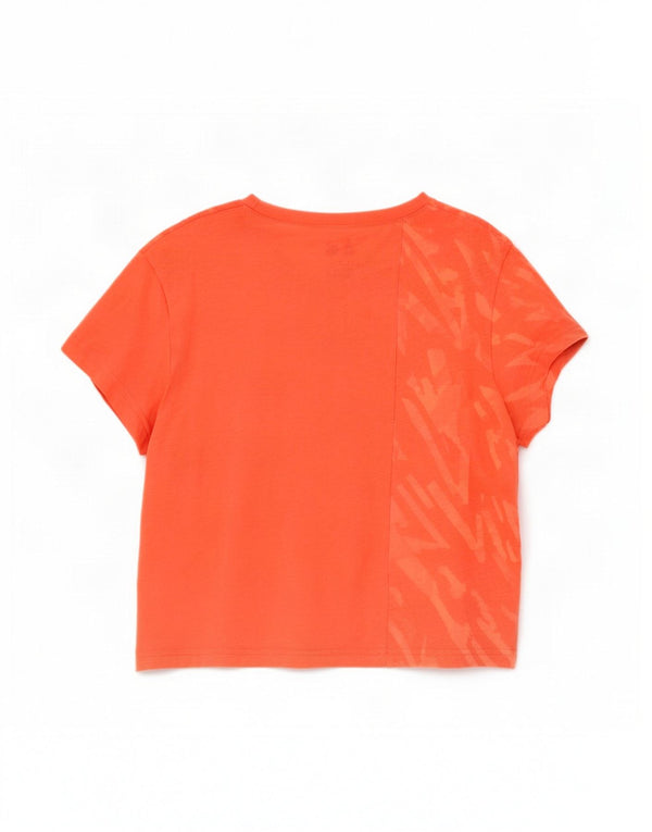 Adidas Womens Cross Fit Crop Grafisk T-Shirt Top UK 8/10 Small Orange
