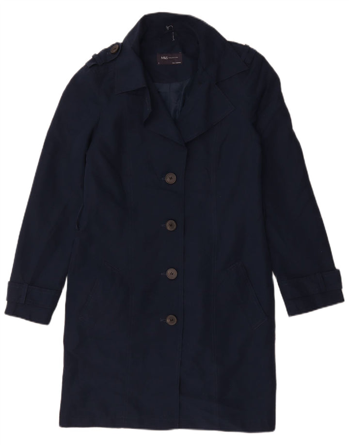 Marks & Spencer Trench Coat til kvinder UK 8 Small Navy Blue Polyester