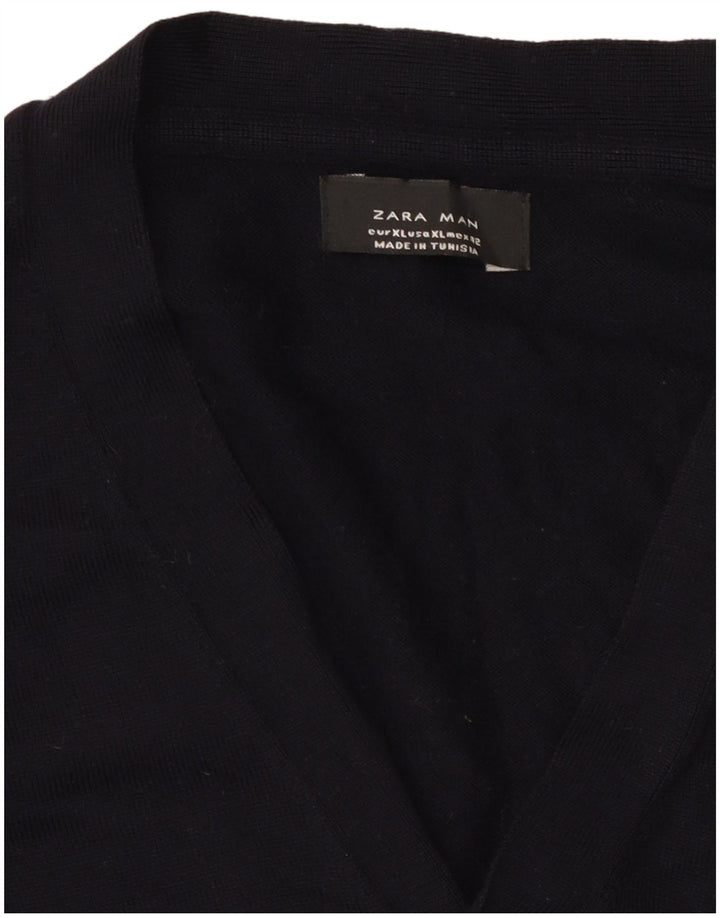 Zara herre cardigan sweater XL marineblå