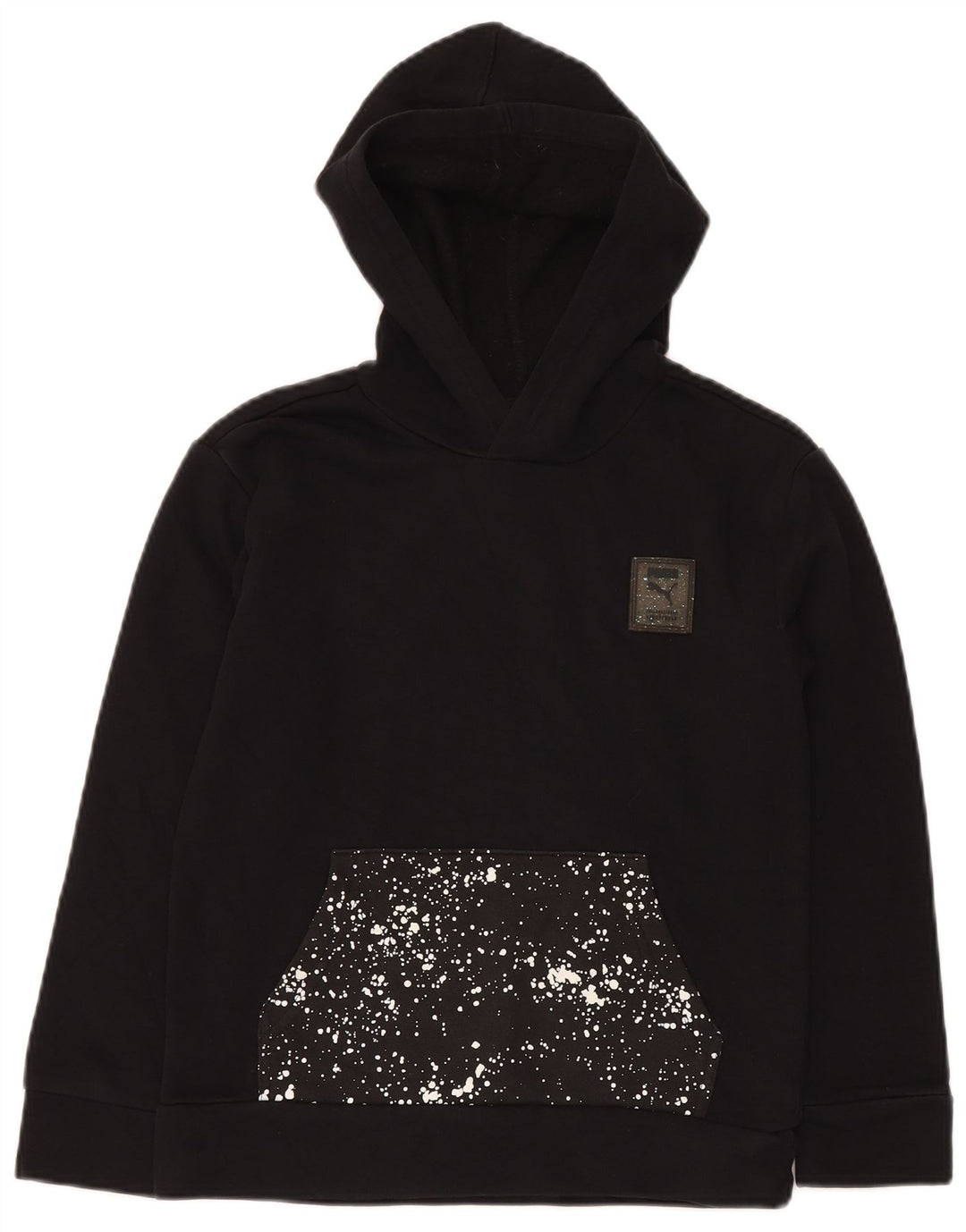 PUMA Grafisk hættetrøje til drenge 10-11 år Mellem sort plettet