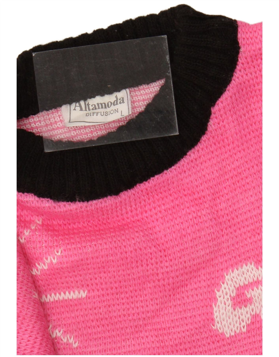 Alta Moda Dame Crew Neck Jumper Sweater UK 16 Large Pink Colourblock Uld