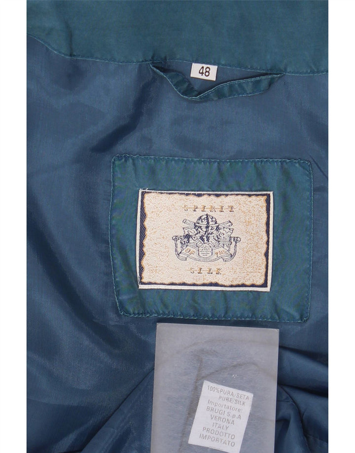 Vintage Herre Loose Fit Bomber Jacket IT 48 Medium Blue Silk