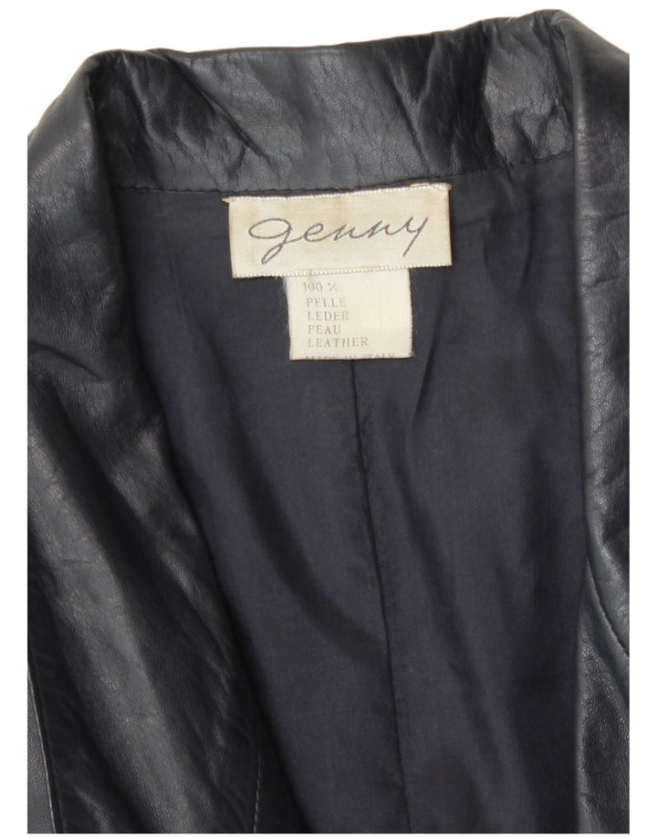 Genny Dame Læderjakke UK 16 Large Navy Blue Læder