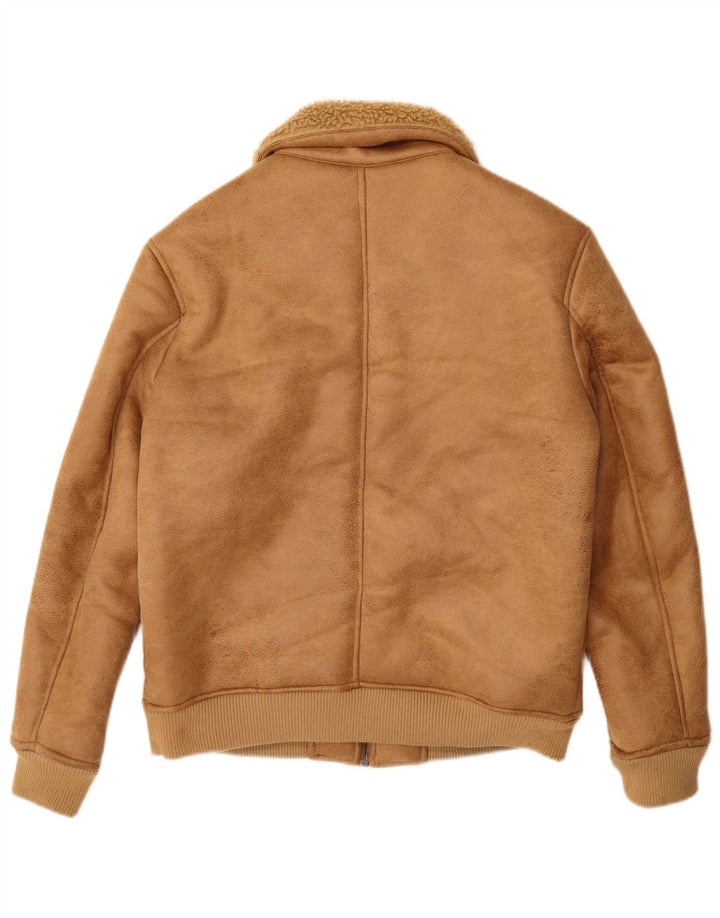 Piombo Herre Faux Fur Sherpa Jacket UK 38 Medium Beige Polyester