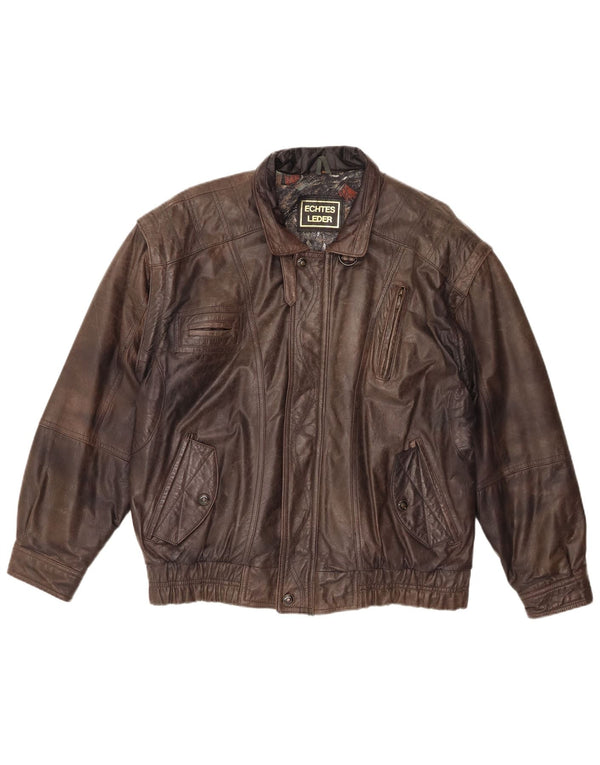 Vintage herre læderjakke EU 48 medium brunt læder