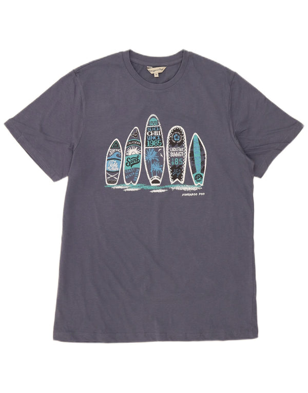Kangaroo Poo Herre grafisk T-shirt Top Medium Marineblå Bomuld